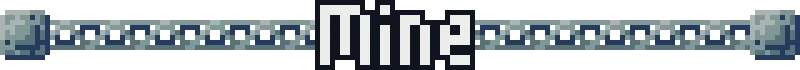 Mine Logo – Drillbound Drillbound: Pixel-art banner with large white “Mine” text over a gray chain border.