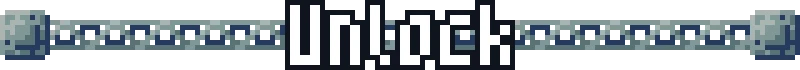 Drillbound: Pixel-art word "Unlock" in white with black outline over a chain bar.