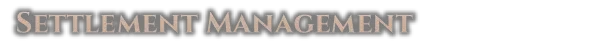 Settlement Management – Dungeon Settlers Dungeon Settlers: “SETTLEMENT MANAGEMENT” in large serif capitals on a dark banner.