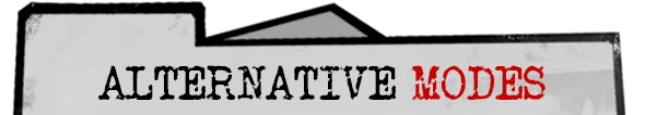 Dupery: Banner with distressed text reading “ALTERNATIVE MODES” in black and red.