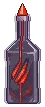 Claw Mark Bottle – Dwarf Boozter Dwarf Boozter: Pixel art bottle with red flame top and red claw-mark label.