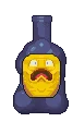 Screaming Bottle Face – Dwarf Boozter Dwarf Boozter: Pixel art purple bottle with yellow face label, wide open mouth and eyes.