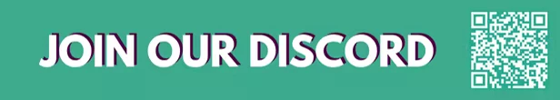 Egging On: Bold white text "JOIN OUR DISCORD" on teal background with a QR code on the right.
