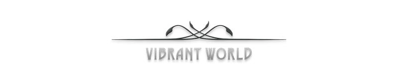 Eriksholm: "Vibrant World" text in bold, stylized font with decorative lines above and below.