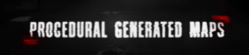 ESCAPE Protocol: Bold white text reads "PROCEDURAL GENERATED MAPS" on a dark background.