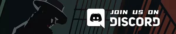Espionage: Silhouette of a spy in a hat beside "JOIN US ON DISCORD" text with Discord logo.