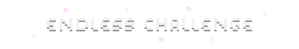 Everwarder: "Endless Challenge" text in blocky font with pink glowing crystals around it.