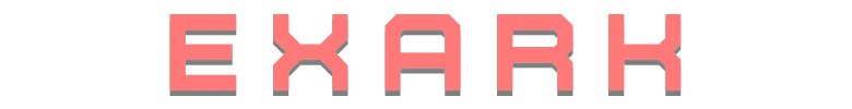 Logo Title – Exark Exark: Pink blocky title text “EXARK” on a black background.