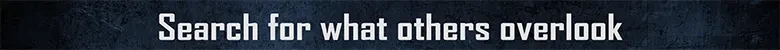 Forensics: White bold text reading "Search for what others overlook" on dark background.