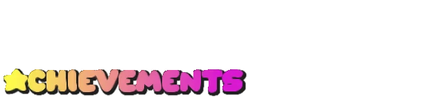 Friend of a Slime: "Achievements" text in colorful gradient with a yellow star on a black background.