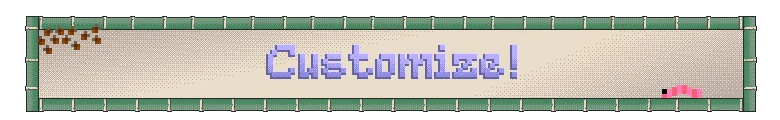 Customize Screen – Gendo The Gatherer Gendo The Gatherer: Pixel banner with purple “Customize!” text and pink worm icon.