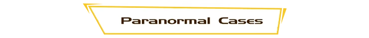 Paranormal Cases Banner – Ghost Hunting Journal Ghost Hunting Journal: White banner with gold border reading “Paranormal Cases” in black text.