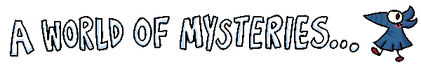GIMMIKO: White text "A WORLD OF MYSTERIES..." with a blue, one-eyed creature on the right.