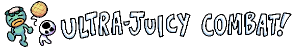 GIMMIKO: Cartoonish green creature and skull face with "ULTRA-JUICY COMBAT!" text in bold.