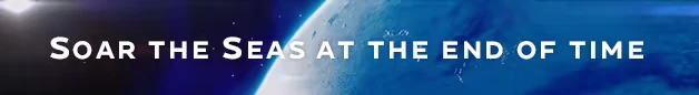 Glaciered: White text "Soar the Seas at the End of Time" over a blue planet background.