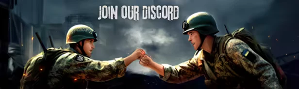 Glory To The Heroes: Two soldiers fist bump under "JOIN OUR DISCORD" text, wearing helmets.