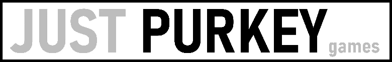 Gone Feral: JUST PURKEY games logo in gray and black text on a white banner.
