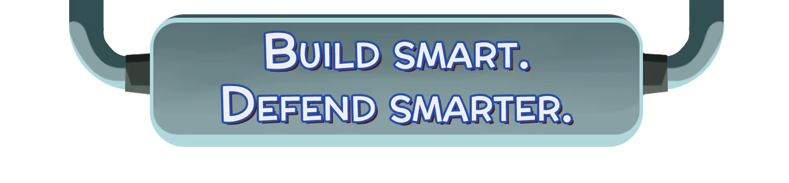 Build Smart Banner – Hack 'n' Stack Hack 'n' Stack: Gray banner with bold blue text, “BUILD SMART. DEFEND SMARTER.”.