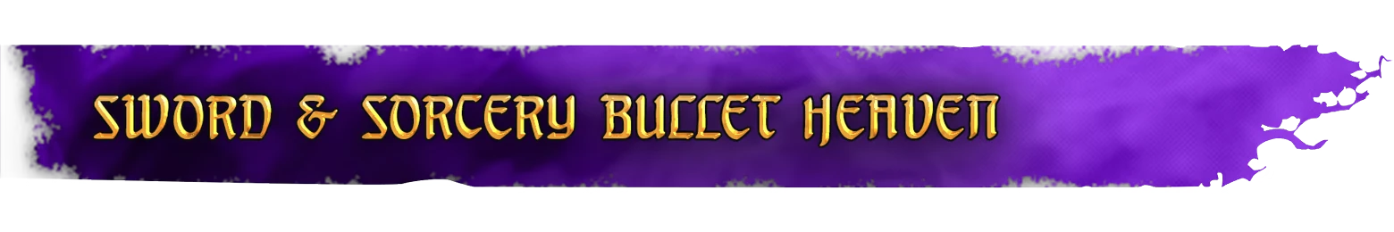 Sword Sorcery Banner – Hand of Fate: Hordes Hand of Fate: Purple banner with gold text “SWORD & SORCERY BULLET HEAVEN”.