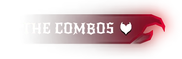 Heavenstrafer: "THE COMBOS" text in gothic font with a heart and claw on a red gradient background.