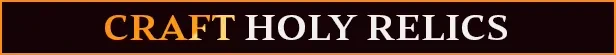 Craft Holy Relics – Hell Clock Hell Clock: Bold text "CRAFT HOLY RELICS" in orange on a dark background with an orange border.