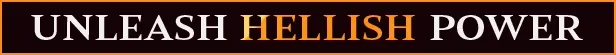 Unleash Hellish Power – Hell Clock Hell Clock: Bold text "UNLEASH HELLISH POWER" with "HELLISH" in orange, on a dark background.