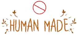 Human Made Logo – Hell Is Other People Hell Is Other People: Orange “HUMAN MADE” text with white crosses and red no symbol on black.