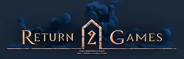 Return2games Logo – HELLCARD II HELLCARD II: Return 2 Games logo in gold serif text on dark blue background.
