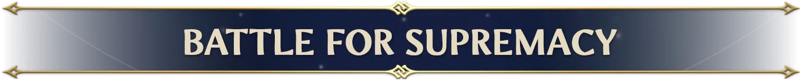 Heroes of Might and Magic: "Battle for Supremacy" text on a dark blue banner with gold trim.