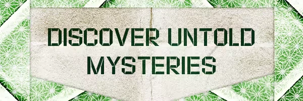 Discover Mysteries – Hirogami Hirogami: Origami-style text "DISCOVER UNTOLD MYSTERIES" on a textured green background.