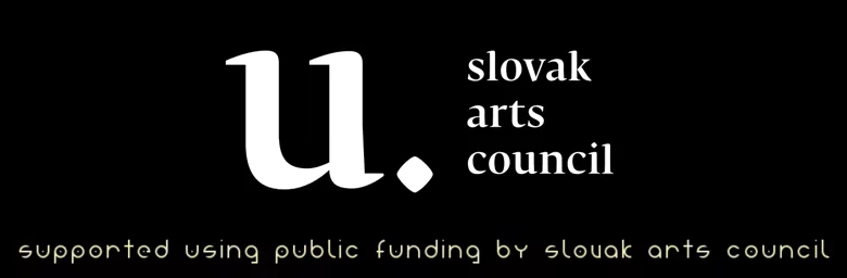 Hope Timbre: White "u." logo with "slovak arts council" text on black background.