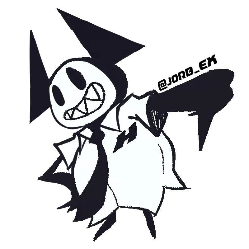 Character Sketch – HOSTYLE HOSTYLE: Cartoon character with sharp teeth, triangular ears, wearing a tie and shirt, text "@dope_ek".