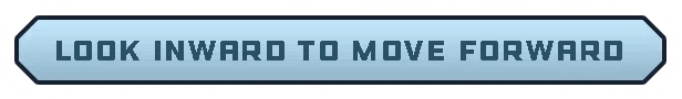How Old is James?: Blue button with pixelated text "LOOK INWARD TO MOVE FORWARD" in uppercase.