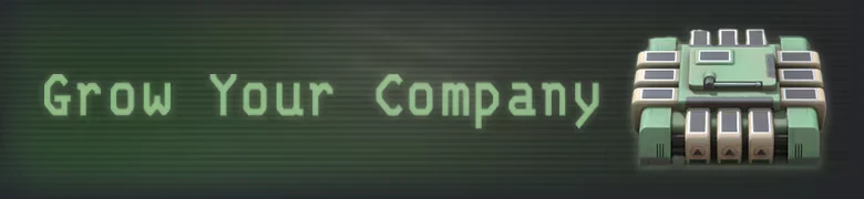 HR.SOS: Green pixel text “Grow Your Company” beside a small green tank icon.