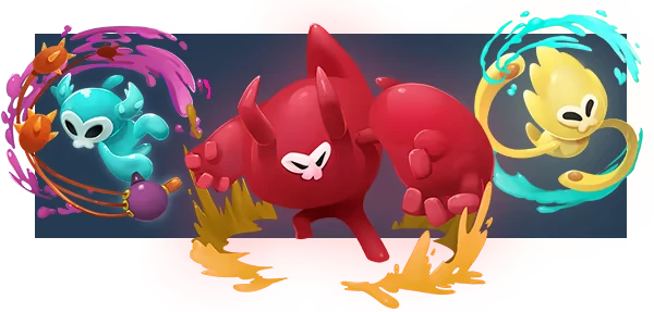 I'm Not Jelly: Three colorful jelly creatures in action poses with dynamic energy effects.