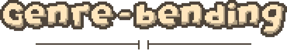 Inconceivable Rat Endeavour: Pixelated text "Genre-bending" with a horizontal line below.