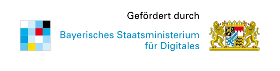 Incredibug: Blue text “Bayerisches Staatsministerium für Digitales” with two logos.