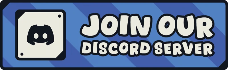 Infinity Sweeper: Blue banner with Discord icon and bold text "JOIN OUR DISCORD SERVER".