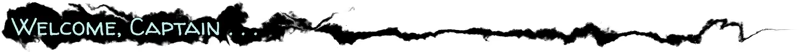 Inkshade: Black background with glowing cyan text saying "WELCOME, CAPTAIN..."