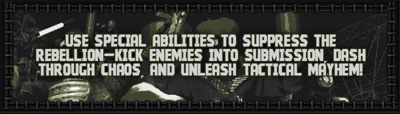 INSPEKTOR: Bold text reads, "USE SPECIAL ABILITIES..." over a dark, industrial background.