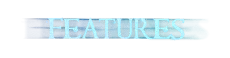 Invocation: The word "FEATURES" in bold, white text on a blue background.