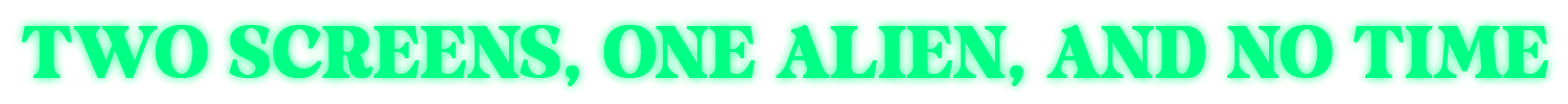Alien Casino Raid – JOHN GLEEP JOHN GLEEP: Black screen with a thin white horizontal line across the center.