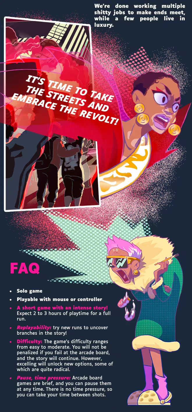 Revolt Call to Action – Jump the Track Jump the Track: Cartoon character shouts, "It's time to take the streets and embrace the revolt!"