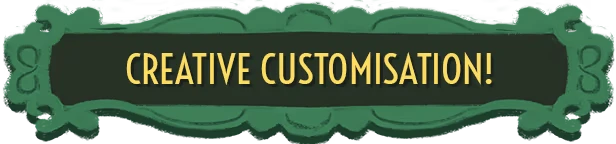 Jumping Jazz Cats: "Creative Customisation!" text in bold yellow on ornate green background.