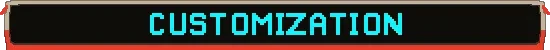 Kaput: CUSTOMIZATION in large cyan pixel font on a black banner with red trim.