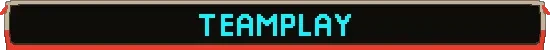 Kaput: Cyan pixel text “TEAMPLAY” on black banner with red border.