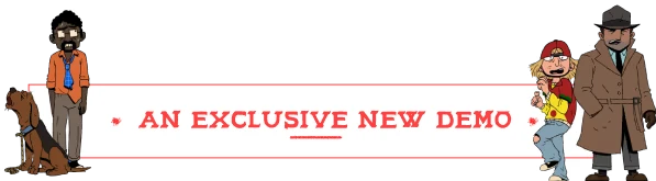 Keepsake County: Cartoon characters flank red text "AN EXCLUSIVE NEW DEMO" on a white banner.