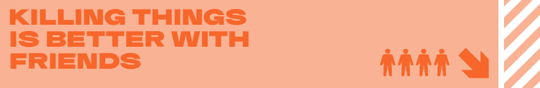 Orange Checkpoint Banner – Killing Things With Your Friends Killing Things With Your Friends: Orange banner with faint title text and right arrow icon.
