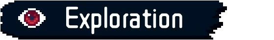 Kosenki: Pixel eye icon beside large white “Exploration” text on dark blue banner.