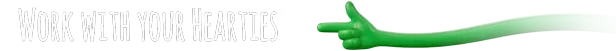 Work with Hearties – Last Pirates: Die Together Last Pirates: White jagged text “WORK WITH YOUR HEARTIES!” and a green pointing arm.